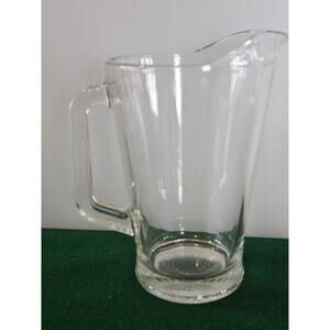 Vintage 80s Large Heavy Clear Glass Beer Serving Pitcher